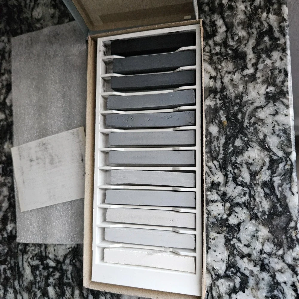 Weber Costello‎ Alphacolor Square Pastels 12 Hi-Fi Grays Art Chalk Sticks